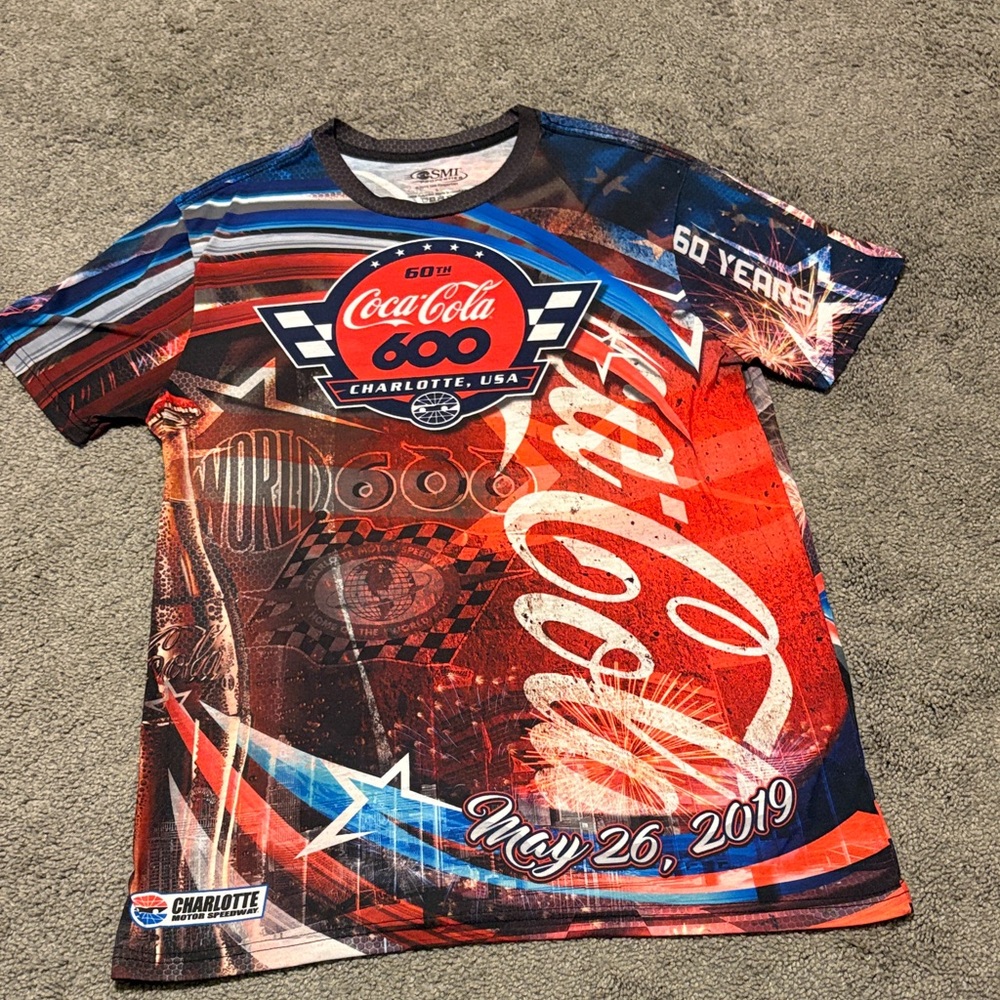 Coca Cola 600 Charlotte Motor Speedway Graphic T-Shirt - Red and Blue